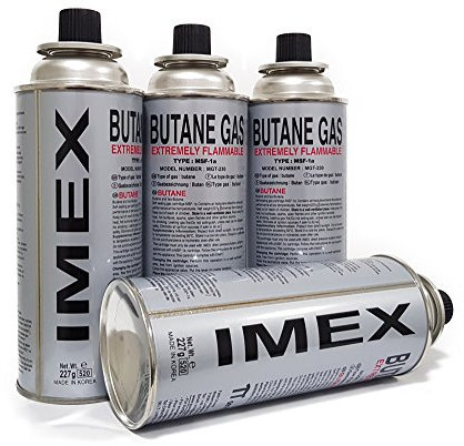 IMEX Gaskartuschen für Gaskocher, Universal Butangas Campingas für Gaskocher Gasheizung Butan Gas mit Ventil MSF-1a, 227g (28 Stück)
