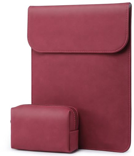 HYZUO 13,3-14 Pouces Housse pour Ordinateur Portable pour MacBook Pro 14 M5/M4/M3/M2/M1 Pro/Max 2026-2021, 13,3 MacBook Air/Pro, 13-13,8 Surface Laptop, HP Envy 13, Étui avec Pochette, Vin Rouge