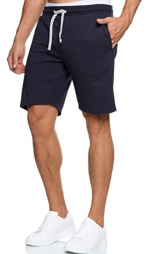 Indicode Herren Aldrich Sweatshorts mit Kordelzug | Herrenshorts Sportshorts für Männer Navy 3XL