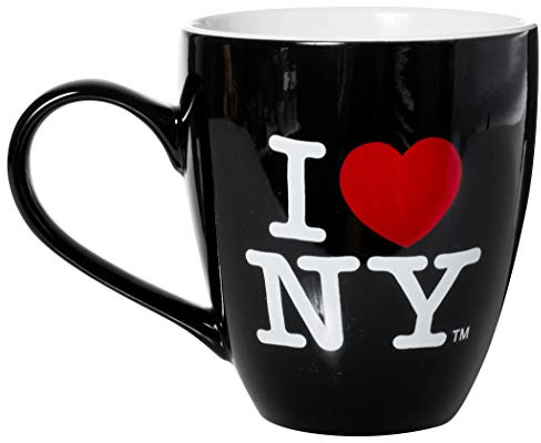 Artisan Owl I Love New York Officially Licensed 16oz Ceramic Bistro Coffee Mug, 4.5 Tall (Black)