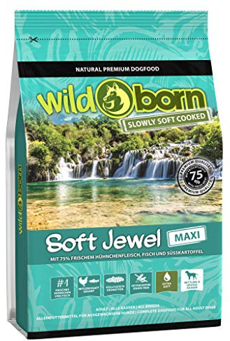 Wildborn Soft Jewel Maxi 1,5 kg getreidefreies Hundefutter mit 75% frischem Huhn & Fisch | extra Soft Hundefutter mit hohem Fleischanteil | für große Hunde | getreidefreie Rezeptur aus Deutschland