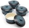 Kook Set Di Mini Cocotte In Ceramica, Piccole Casseruole Con Coperchi E Manici, Stampi Da Forno Individuali, Adatti A Forno, Microonde E Lavastoviglie, Gres, 12 Once, Set Da 4 (Stone Ombre)