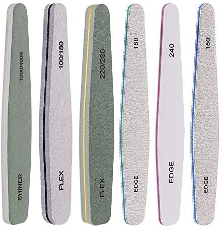 Juego de limas de uñas multifuncionales para uñas de gel acrílico natural, kit de limas de uñas para uñas acrílicas profesionales de la naturaleza, limas de uñas de grano diferente, 6 unidades