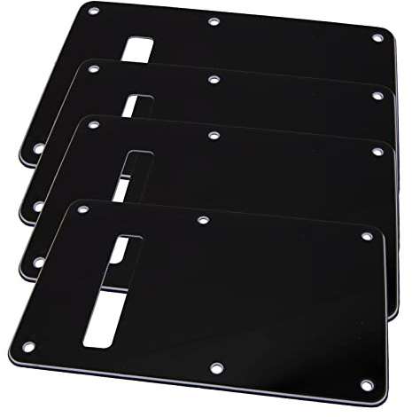 4Pcs Yootones Guitar Strat Back Plate Compatible with Fender USA/Mexican Standard Stratocaster Modern Style (3Ply Black)