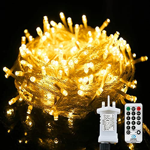 Useber Fairy Lights Plug in,200LED,String Lights Mains Powered, 8 Modes Remote Control,Indoor/Outdoor Christmas Lights,Fairy Lights for Bedroom,Garden,Gazebo, Party, Wedding Decorations (200LED Warm)