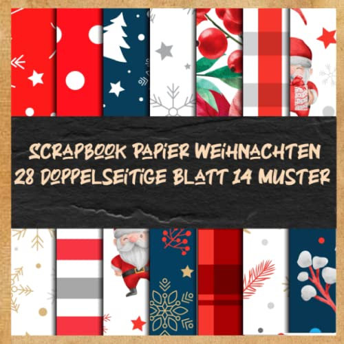 Scrapbook Papier Weihnachten 28 doppelseitige Blatt 14 Muster