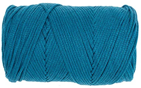 GLOREX 5 1008 09 - Makramee Cotton, 250 g, 2 mm, Länge 225 m, türkis, dreifachgedrehtes Baumwollgarn, 100 % Baumwolle, zum Häkeln, Stricken, Knüpfen und Gestalten