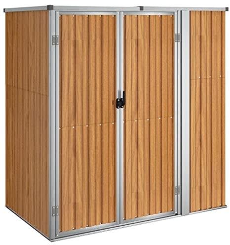 vidaXL Abri à Outils de Jardin Remise de Stockage Organisateur d'Outils Cabane de Rangement Extérieur Marron 161x89x161 cm Acier Galvanisé