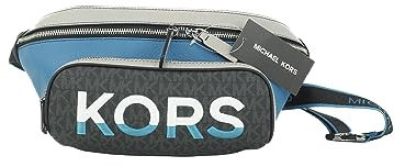 Michael Kors Cooper Damen Tasche, Leder, besticktes Logo, groß, Blau, Blau, Einheitsgröße