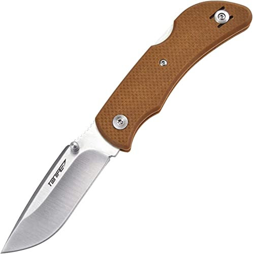 TONIFE Hippo Coltello Pieghevole Tascabile con Lama Giapponese Aus-8 Inossidabile (Marrone)