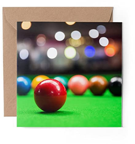 1 x Grußkarte (Fotoeinsatz) – Billardtisch Spiel Snooker – blanko Geburtstagsfeier Jahrestag #16480