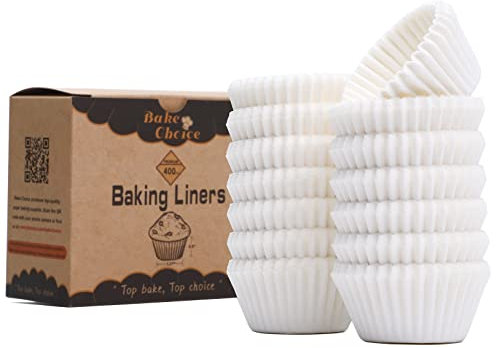 Mini Moldes Magdalenas Papel,400 Piezas,Pergamino Antiadherente de Grado Alimenticio,Moldes Papel Magdalenas Blanco,Tamaño Mini (Diámetro inferior 3,5 cm)
