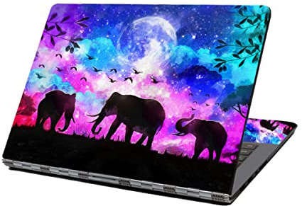eyscar Laptop Skin Sticker 13 Inch 13.3 Inch 14 Inch 15.4 Inch Laptop Vinyl Skin Sticker Cover Art Decal Protector Notebook PC (Elephant and Moon) (NEK1215)