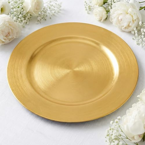 CN.JIAHE 33 cm goldene Platzteller, 8er-Set, Ladegeräte für Speiseteller, | Dekorative Ladegeräte aus Kunststoff für Hochzeit, Party, Weihnachten, Event-Tischplatte