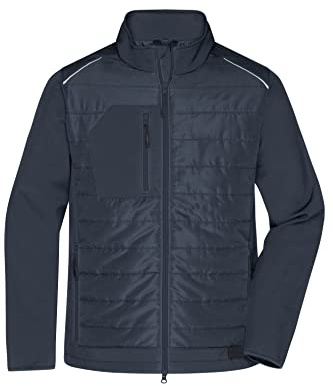 James & Nicholson Herren Softshell Hybridjacke - Softshelljacke im Materialmix mit gesteppten Einsätzen und Stehkragen