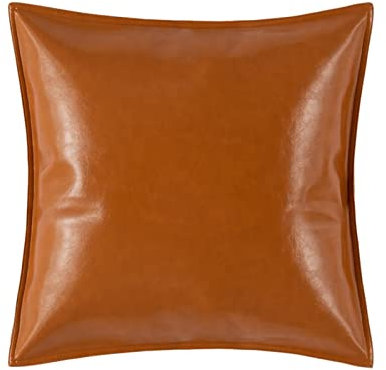 Hoisy 1Pcs Sitzkissenbezug, Orangene Kissenbezug Einfarbig Kunstleder 45X45CM für Wohnzimmer Schlafzimmer