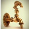 Bricoloco.com Grifo exterior jardín 1/2 decorativo figuras animales acabado óxido vintage latón bronceado - Grifería ornamental para patios y jardines (Pez)