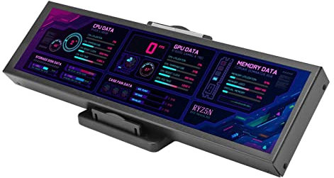 8,8 Zoll AIDA64 CPU GPU SSD Datentemperaturmonitor, IPS USB C Touch Minibildschirm, PC Sensorpanel Display Chassis Unterbildschirm für RPi für Linux für (Schwarz)