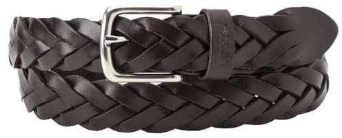 Levi's Leather Braid Belt, Dark Brown, 110 Unisex, marrón oscuro, 110 cm