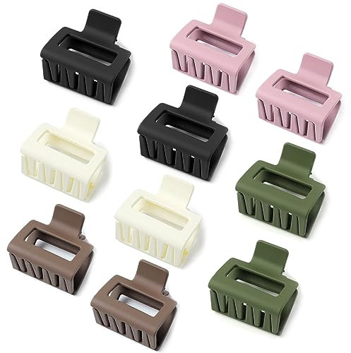 10 Stück Haarklammer für Frauen und Mädchen, mittelmatte Haarklammern, quadratische kleine rutschfeste Haarklammer, 5,1 cm starke Haarspangen, buntes Retro-Haar-Styling-Zubehör