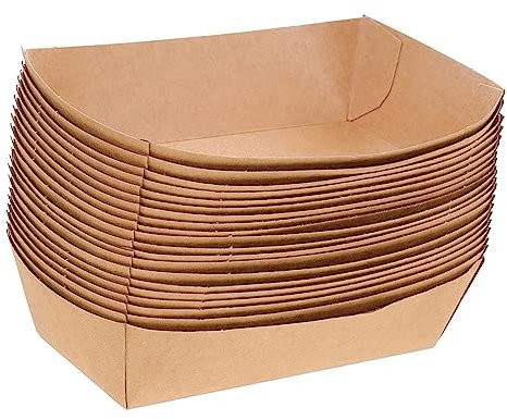 Bafnsiji Paper Food Serving Tray, Kraft Paper Food Trays, Snacks Kraft Paper Tray, Eco-Friendly Biodegradable Boats, Disposable Paper Hot Dog Food Tray,18.5x8.5cm