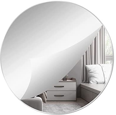 DMJOULI 30cm Round Self Adhesive Acrylic Mirror,Large Non Glass Tiles Plate Mirror,Circle Mirror Sticker Decorative Mirror for Bathroom,Bedroom,Home Decor.(1pcs)