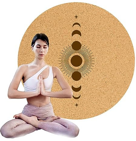 VBVARV Yogamatte Aus Kork Runde Hot-Yoga-Matte rutschfest, Stoßdämpfend Trainingsmatte Umweltfreundlich, Extra Dick Für Bikram, Hot Yoga Und Workouts,04,70cm