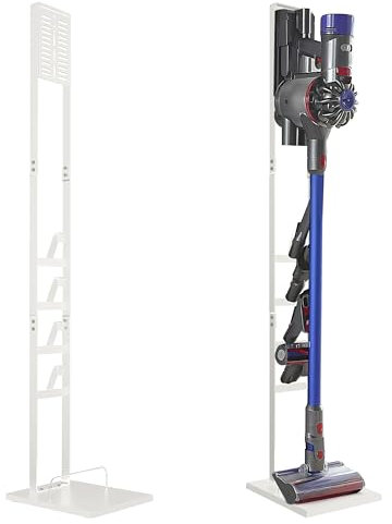 OUTBROS Metal Soporte para aspiradora,Compatible para Dyson Gen5 V15s V15 V12 V11 V10 V8 V7 V6,Organizador de Almacenamiento de Suelo Sin perforar la Pared,Blanco