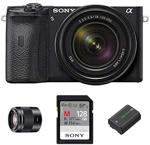 Sony Alpha 6600 APS-C Mirrorless Camera with Sony 18-135mm f/3.5-5.6 Zoom Lens + Portrait Creator kit including: FE 55mm F1.8 ZA Lens, Memory Card and Rechargable Battery Pack