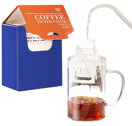 2XK-NOV Coffee Filter Papers, Hanging Ear Drip Coffee Bags, 75 x 90mm Disposable Coffee Filters, Fits Most Cups, Coffee Filters for Camping, Library, Travel, Home, Office (Pack of 100)