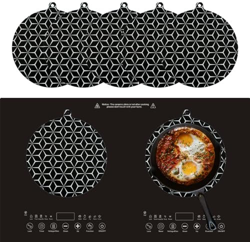 5 PCS Induction Hob Protector, Induction Hob Cover Mat, Hob Covers for Induction Hob Anti-Slip Mat Silicone Pad Scratch Protector Cover Heat Insulated Mat (Black)