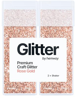 Hemway Premium Glitter Shakers - Rose Gold | 130g (2 Pack) Chunky Metallic Flake Sequins for Resin & Epoxy Crafts | Craft Supplies for Tumblers, Festival, Hair, Face, Body, Eye & Nail Art