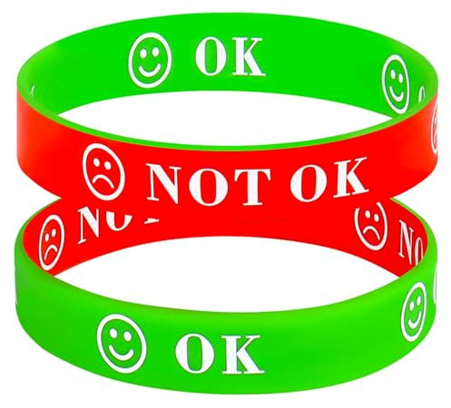 Gemi Silicone Wristbands, Rubber Wristbands for Children Adults, Mental Health Bracelet Set of 2, Non Verbal Communication Aids, Wrist Bands for Kids, Anger Management Toys Favours School Supplies