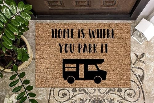 MIAOMANSENSTORE Door mat indoor Home Is Where you Park It Class C RV Camping Doormat, Camping Lovers Home Doormat Home Decor, TTha-6095