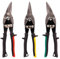MIVOS Blechscheren 3er-Set - Linker, Rechter und Gerader Schnitt - Durchlaufschere aus Chrom-Vanadium-Stahl - Zum Schneiden von Blech, Aluminium, Leder, Plastik, Kupfer, Kunststoffplatten