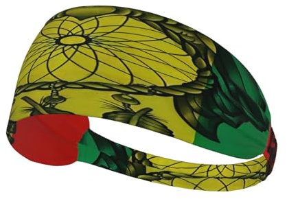 Sport Stirnbänder Rasta Druck Reggae Eule Stirnband Damen Elastisch Kopfband Dünne Stirnband Damen Und Herren, Für Wandern, Joggen, 54-60cm