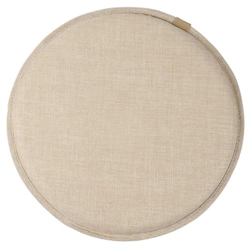Rundes Hockerkissen, Rutschfestes Rundes Stuhlkissen/rundes Sitzkissen Mit Bändern, 28*28cm/30*30cm/33*33cm/35*35cm/40*40cm/45*45cm Rundes Stuhlpolster(Color:Beige White,Size:35*35cm)