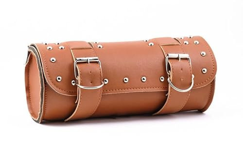 Retro Motorrad Tasche, Satteltasche für Motorroller und Fahrrad, Lederoptik, Werkzeugtasche für Retro Roller, Größe S Braun