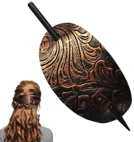 Aizuoni Haarspange Aus Leder Mit Stab, Kunstleder Haarspange Haargummi | Leder Und Stick Hair Slide Haarnadeln Pferdeschwanzhalter Haarschmuck Für Frauen Mädchen