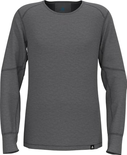 Odlo Thermounterwäsche Kinder Active X-Warm | Odlo Steel Grey meliert | Größe 104 | Atmungsaktive Sportunterwäsche für Mädchen und Jungen | Langarm Thermoshirt