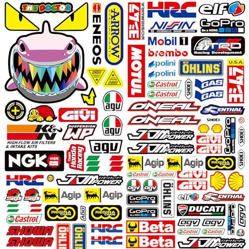 3 Fogli Adesivi per Kit Moto Tuning Adesivi Moto Sponsor Stickers Moto Adesivi Bici Sci Monster Kit Vinile Impermeabili Sono Adatti per Moto, Bici da Corsa, Biciclette, Skateboard, Caschi(C)