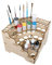 Wooden Paint Holder, Multiple Organizer for Paint Bottles, Pots and Brushes, 44 Hole Wooden Paints Bottles Rack Modular Paint Rack Hold 24 Bottles & 20 Brushes, Easy Organization & Access 27.5x19x17cm