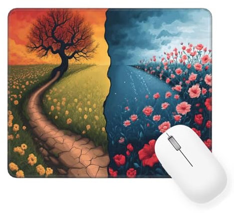 Flower Mouse Mat 200 x 150 x 3 mm Gaming Mouse Pad Tree Keyboard Mat Waterproof with Non-Slip Rubber Base, Mouse Pad with Stitched Edges, Mousepad for Computer Accessories, Laptop, Office, Home W-232