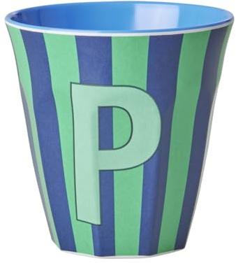 ReWu Rice Melmain Becher Medium - Buchstabe P - Kinderbecher Campingbecher Campnggeschirr Trinkbecher Melamingeschirr Bruchsicher BPA-Frei 250ml