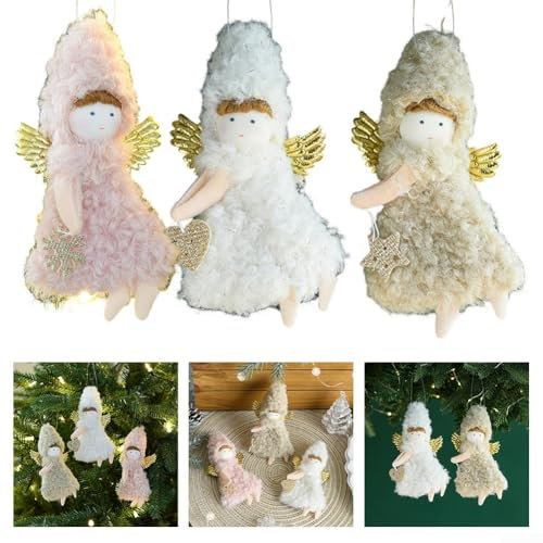 Entzückende Plüsch-Weihnachtsengel Puppe Anhänger Dekoration für alle festlichen Anlässe (weiß)
