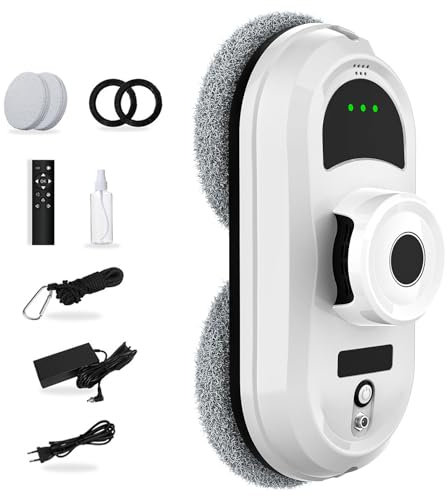 Fensterputzroboter,5600PA Fensterreiniger Elektrisch mit Fernbedienung Fenstersauger Glasreinigungssroboter mit Intelligentes Kantenerkennungssystem fensterputzer elektrisch für Alle Fenster (A)