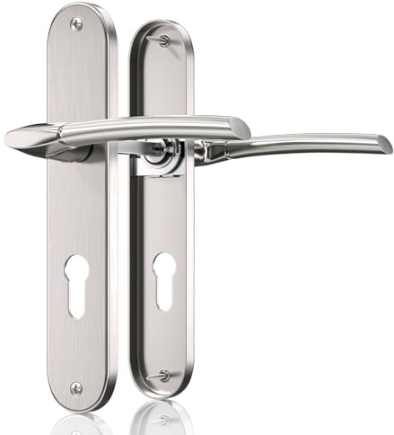 Bwintech 1 set di maniglie classiche in nichel spazzolato con foro per rosetta,distanza tra i fori per le viti 195mm,distanza tra i fori per le chiavi 70mm