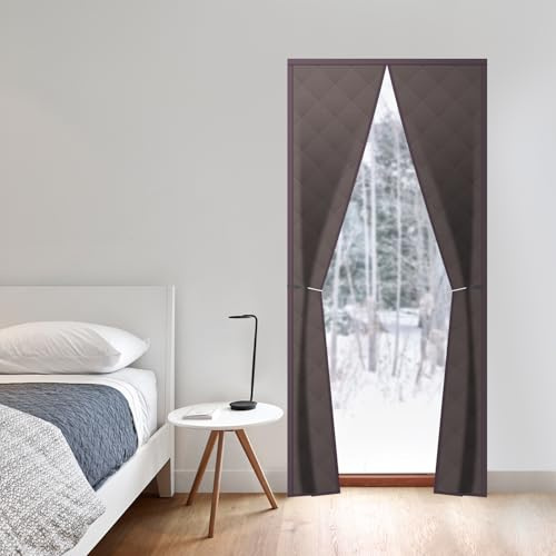 Rideau de porte rectangulaire - 100 x 220 cm - Magnétique et thermique - Protection thermique - Coupe-vent - Protection contre le froid - Imperméable - Isolation acoustique - Réduction du bruit - Avec