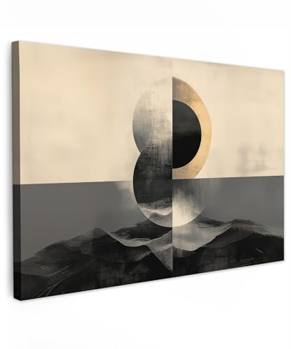 MuchoWow© Leinwand Bilder Groß XXL Wanddeko Wohnzimmer Aesthetic Room Decor | 120x80 cm - Deko Zimmer Wandbilder Modern Bild auf Kreise - Schatten - Abstrakt