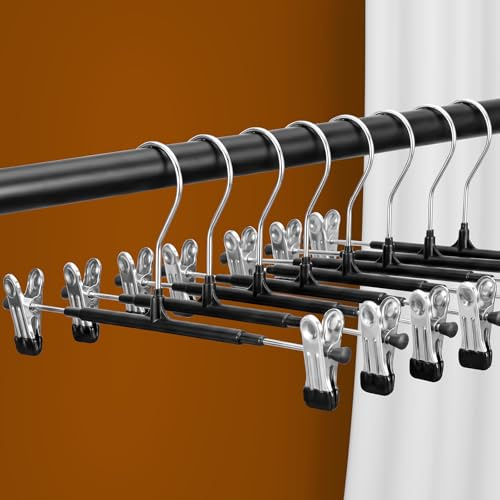 SOULNAMAN Hosenbügel aus Metall, 20 Stück Kleiderbügel Klammerbügel für Hosen Socken Röcke,Rockbügel Hosenspanner mit Clips, 30cm Anti-Rutsch Hosenbügel